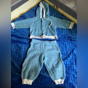 Vintage JCPenney Blue Baby Jogger Outfit with White Trim-Button Up-Rare Find